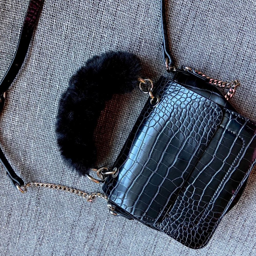 Zara croc, faux fur handle bag/purse